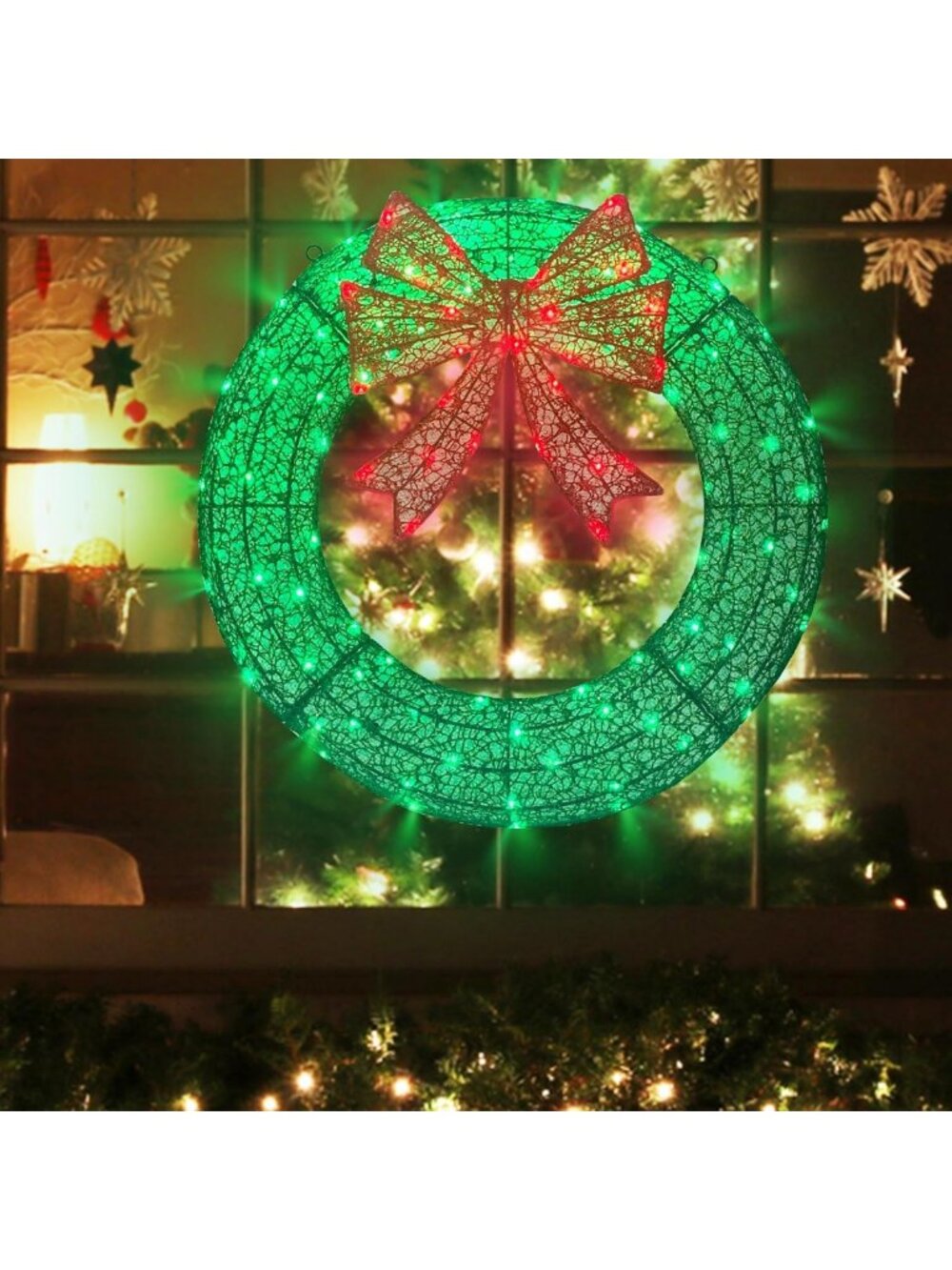 24in Lighted Christmas Wreath - Prelit Outdoor Decor with 110 Lights & Timer